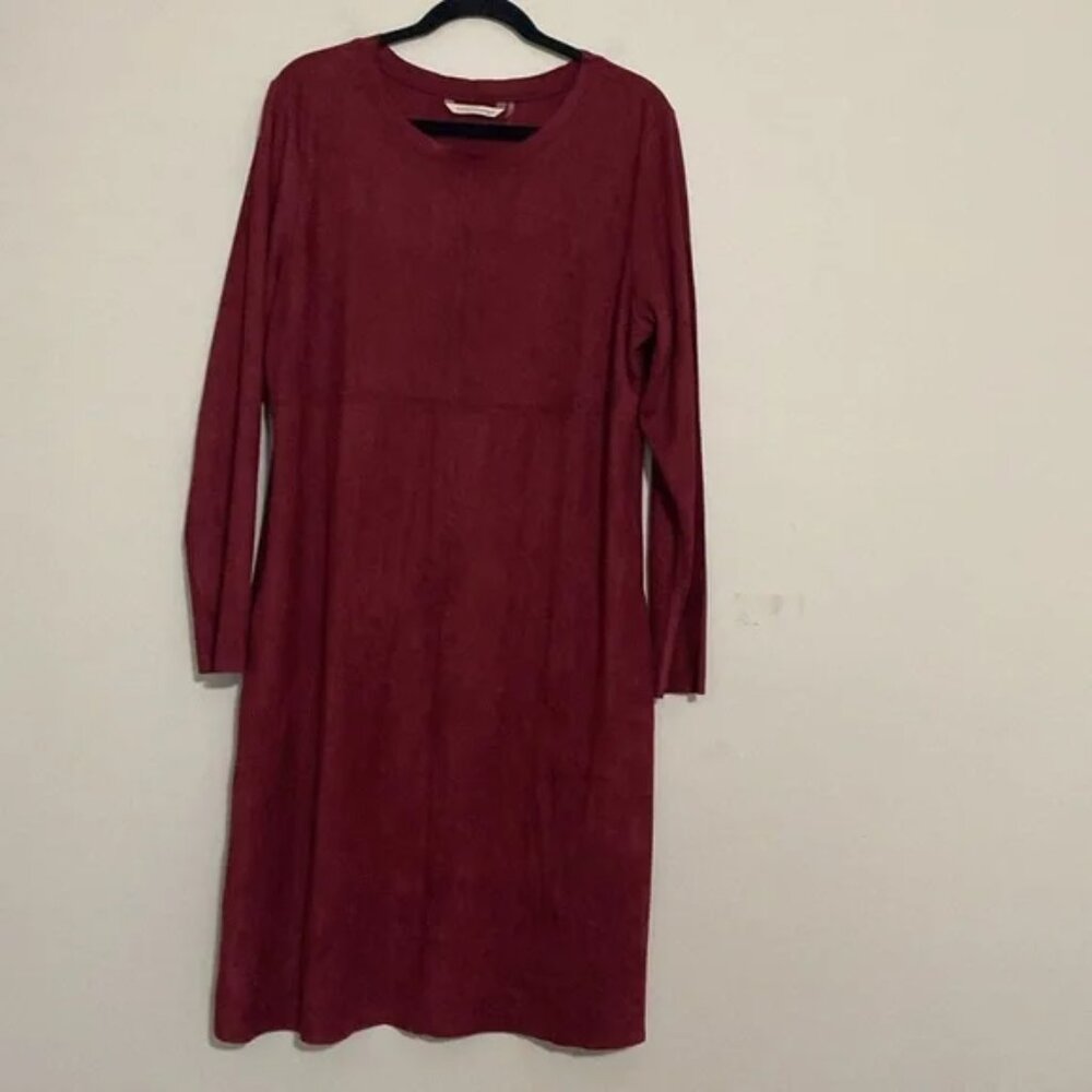 Soft Surroundings Red/Burgundy Faux Suede Shift Dress - Picture 2 of 3